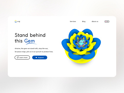 💎🇺🇦 3d 3d art 3d illustration abstract button clean copy copywriting font landing page lily lotus minimal render typeface typography ukraine ux writing war