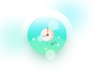 Clock Icon aquarium clean clock doodle fish green icon illustration ios logo time vector water