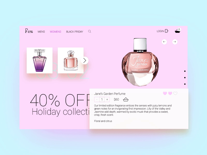 Web007 basket cart e commerce feminine layout perfume pink sky store ui ux web