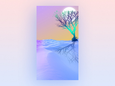 Illustration 005 aurora blue bush dune illustration moon ps tree wallpaper