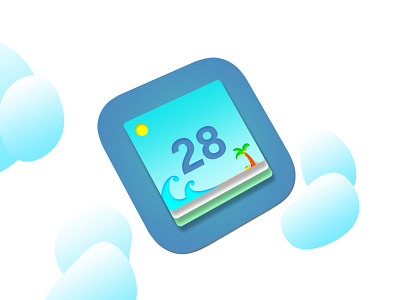 Calendar app beach calendar fun icon illustration vector weather