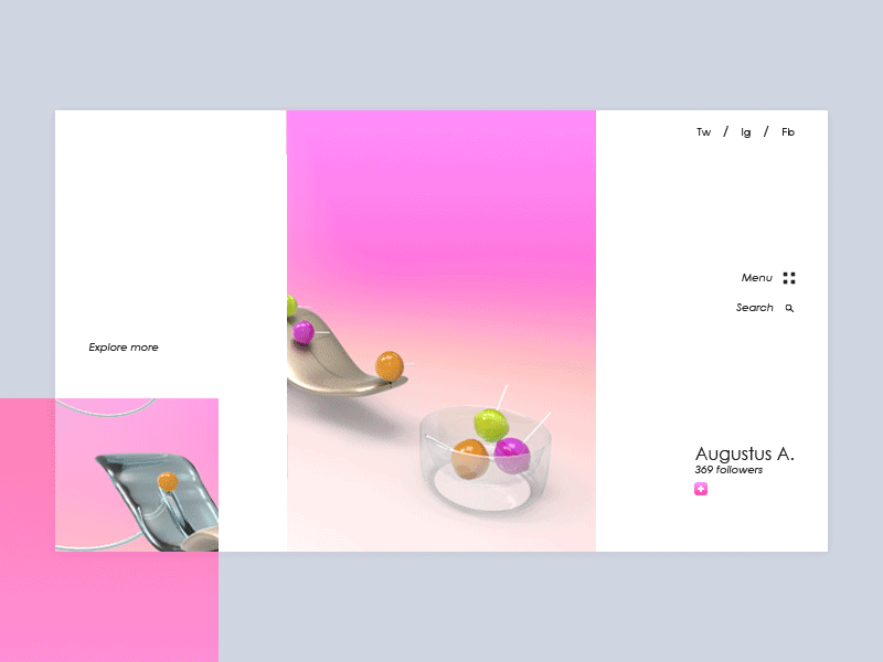 Web029 3d art animation branding clean flat illustration lollipop material motion pink sweet typography ui ux web