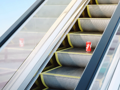 Slinky 3d animation c4d can cola drink elastic escalator gif loop mograph motion motiondesign springy stairway thirsty
