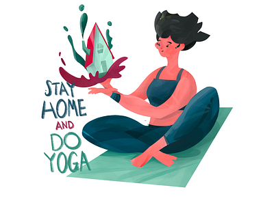 Stay Home and Do Yoga anilemmiler corona coronavirus digital art home illustration illustration art procreate stayhome yoga