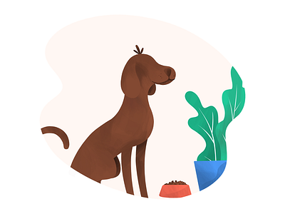 Dog anilemmiler dog illustration pet plants procreate