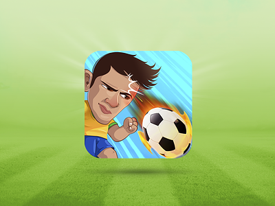 Icon Head Soccer app ball character draw fire football game icon illustration samuel suarez vector