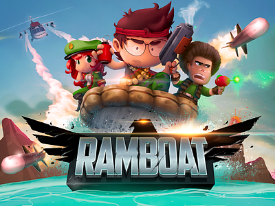 Ramboat funny game gun icon illustration manbo photoshop ramboat samuel splash suarez vector