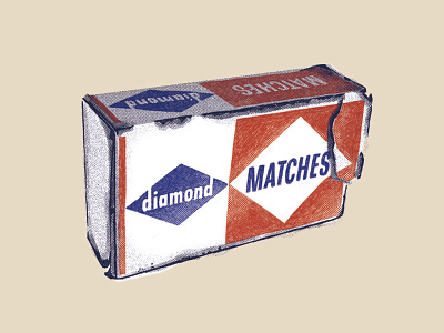 Diamond Matchbox Illustration box halftone illustration match matchbox matches retro shading texture vintage