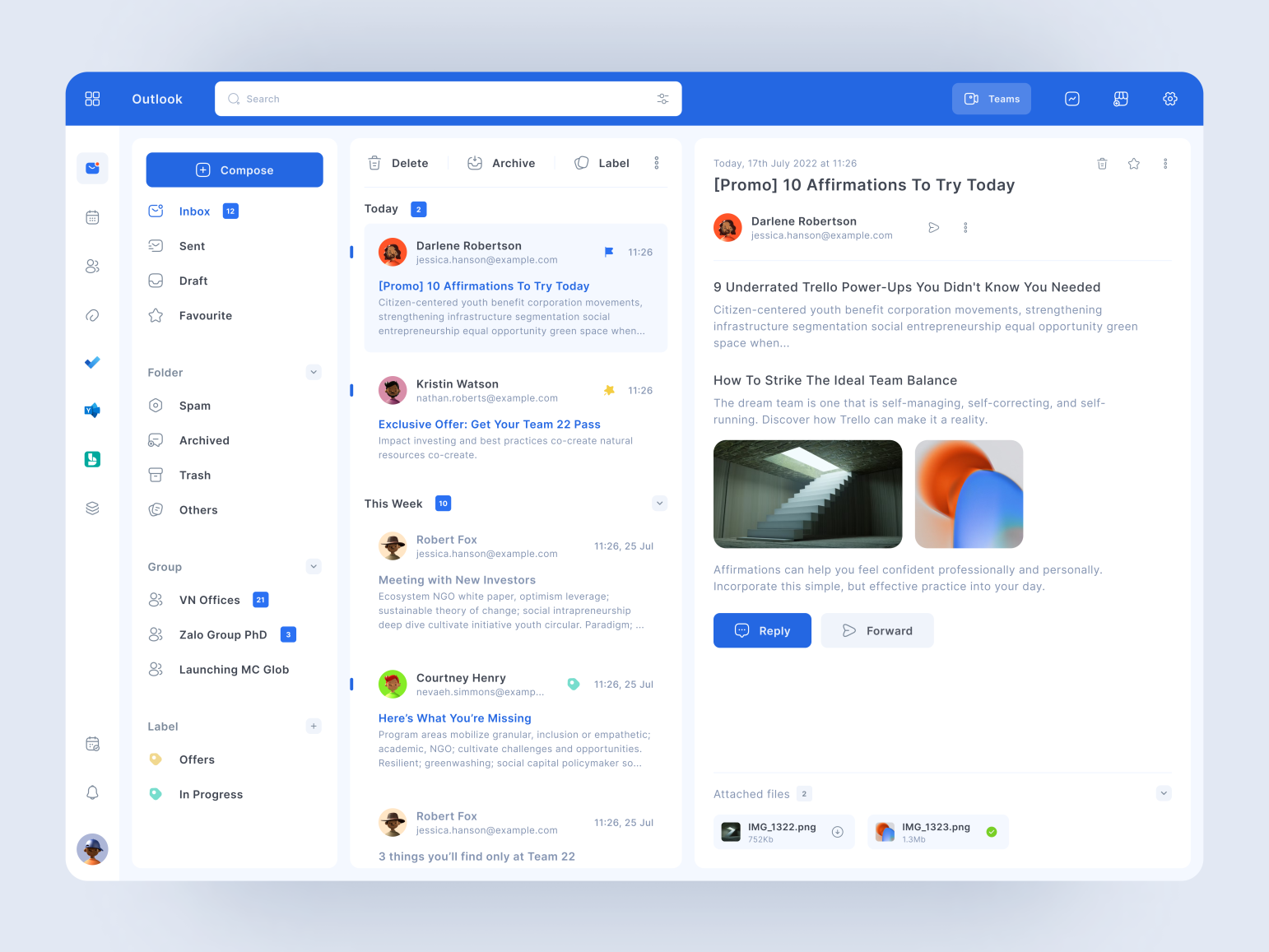 Outlook App Redesign (Light Mode) by Trung Lê on Dribbble