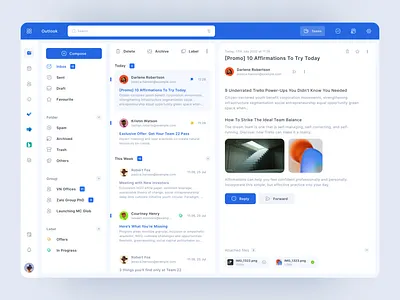 Outlook App Redesign (Light Mode) chat clean creative design email figma gmail inspire layout lightmode mail message outlook redesign shot ui ux web