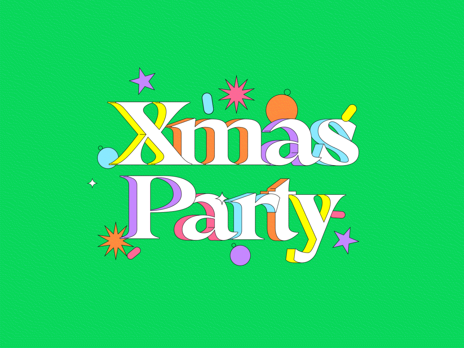 Xmas Party animation chrismas design flashy fluo illustration motion design noel party rebound xmas