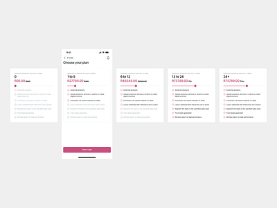 Pricing plan in mobile app