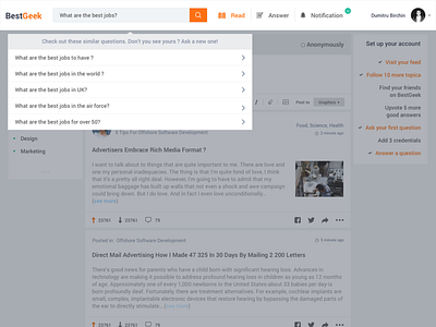 BestGeek Search Question conception results search ui ux web website white