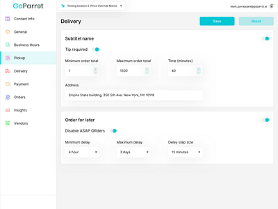 GoParrot Dashboard Pickup clean dashboad usa web white