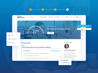 CureDuchenne :: Course Overview app button card style dashboard form hero homepage hover iconography icons navigation portal product design search slider tags testimonial web web app website