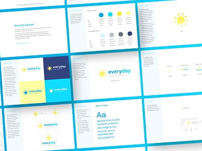 Everyday Legal Solutions :: Branding Guidelines app blue bright law lightbulb logo mark print rays sun tech yellow