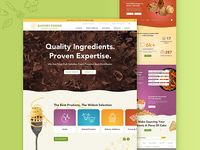 Batory Foods :: Homepage animation card style food hero homepage icon ingredient ingredients navigation search slider ui video web web design website