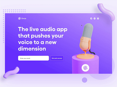 Oncie Live 3d animation design home illustration interface landing page product ui ux