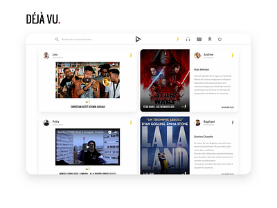 Déjà Vu - Cultural sharing platform home interface landing page movie music plateform sketch ui ux
