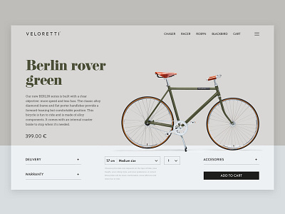 Product page - Veloretti bike interface landing product product page shop ui ux veloretti