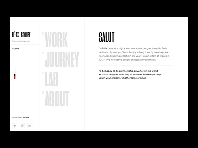 Portfolio 2019 - Introduction interface introduction landing motion portfolio typography ui ux