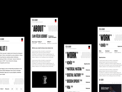 Portfolio 2019 - Mobile black white interface mobile portfolio typography ui ux website