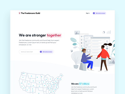 The Freelancer Guild - Landing page brand branding design home icon illustration interface landing page product typography ui ux website