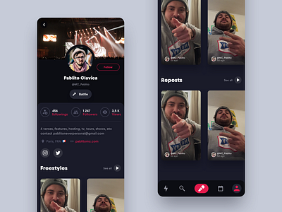 Redbull "Le dernier mot" - Profil app app design application dark dark app dark ui design interface profil rap ui ux