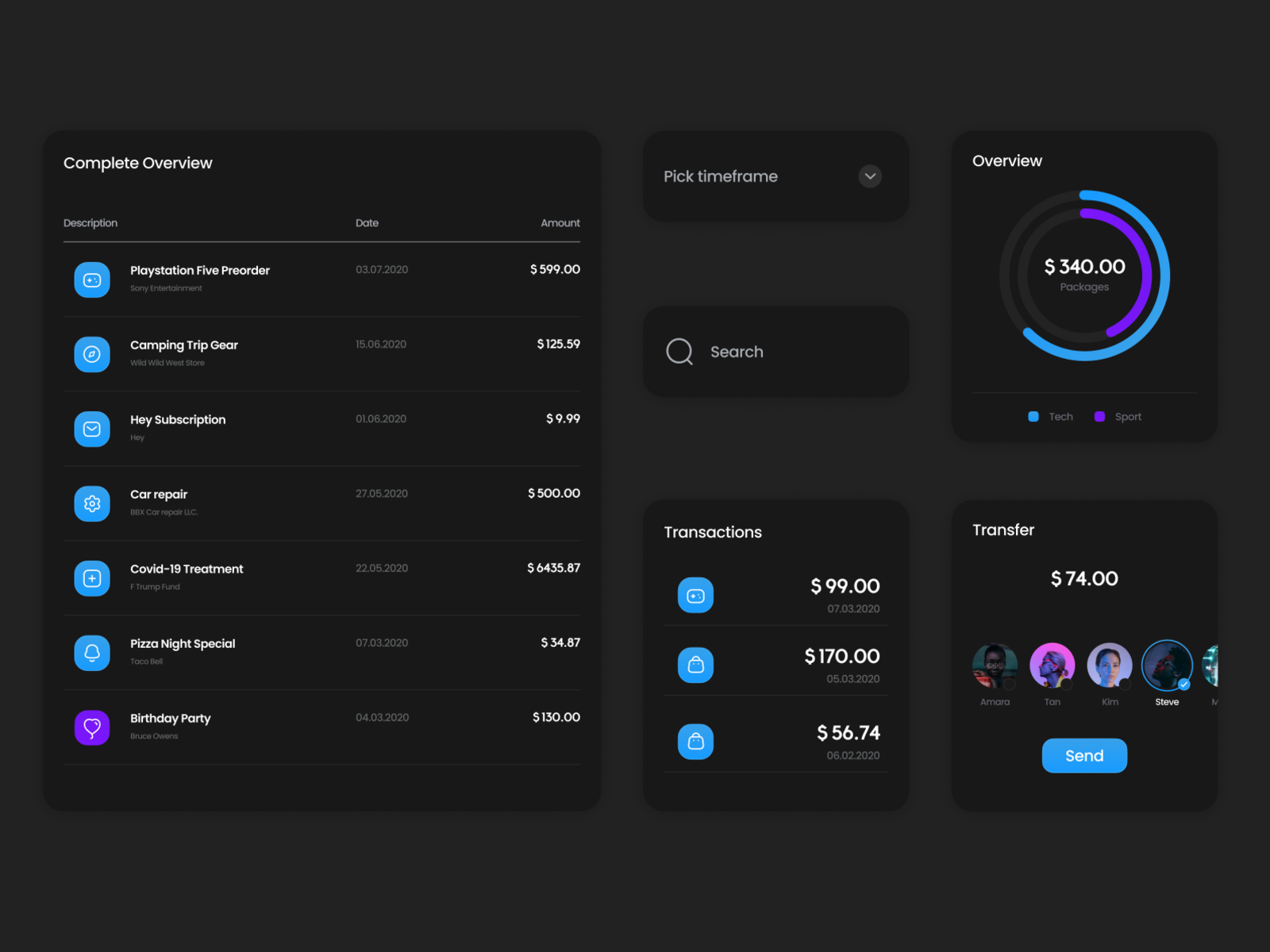 Dark UI Elements by Simon Lürwer on Dribbble