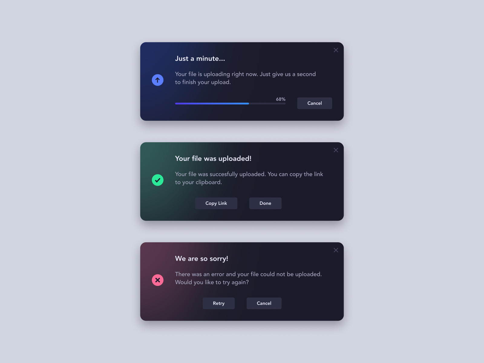 Upload UI by Simon Lürwer on Dribbble