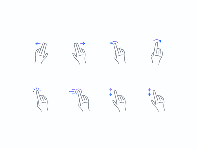Gesture Icons drag gesture gestures hand icon iconography icons iconset pinch rotate size touch wipe