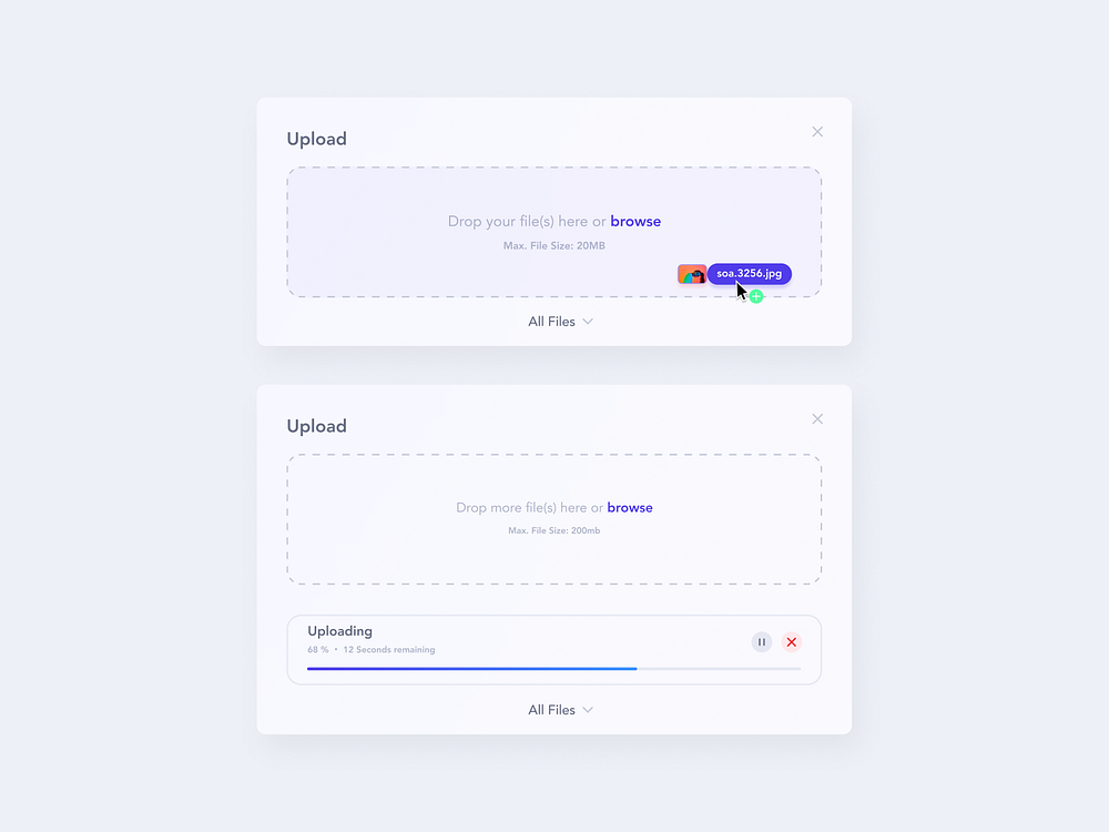 Upload UI by Simon Lürwer on Dribbble