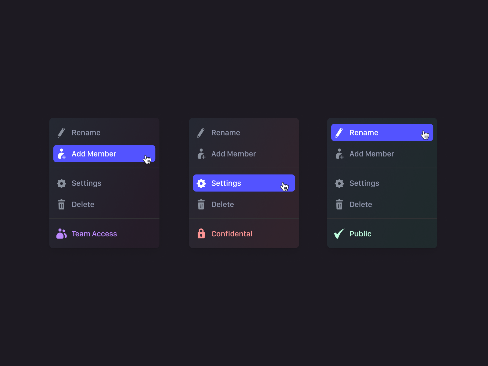 Menu UI by Simon Lürwer on Dribbble