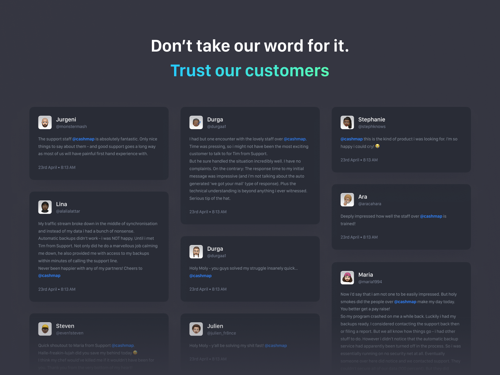 Testimonial UI
