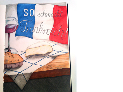 That's the taste of France bread cheese copic drawing flag food france illustration marker taste tricolore vine