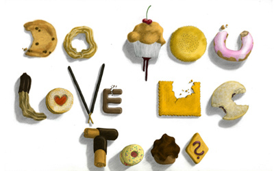 Do You Love Us Too? cookies drawing font food gebäck illustration letters love photoshop taste type yummi