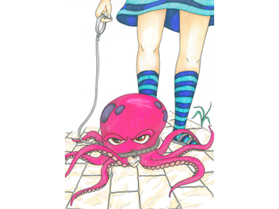 Octopussy character copic evil girl illustration kid krake marker octopus pink