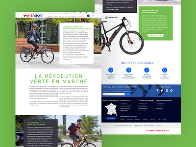 Landing page for Intersport website bike cycle eco electric electric bike environnement green legislation nature responsive sport vélo