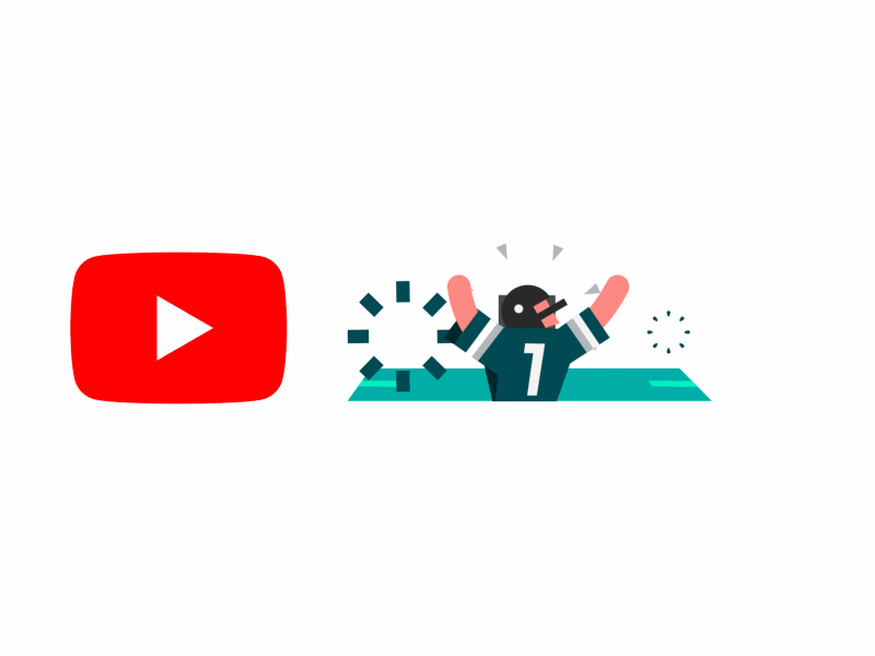 YouTube Yoodle for the Winner of the Super Bowl aftereffects animation design football gif google illustration illustrator motion superbowl yoodle youtube