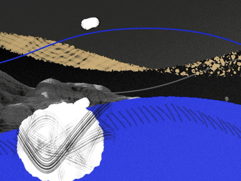 Thylacine — Roads II 2d aftereffects animation illustration loop montain night sky thylacine travel wave