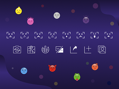 Icons for Emotion Recognition IOS App appcustom bright color combination design emogies emotion emotions icons iconshuman interface minimalistic design minimalistic icons recognition