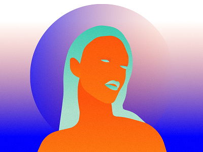 Fullmoon blue color girl gradiant illustration illustrator moon orange vector