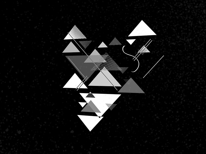 Hello Dribbble abstract black bn heart motion motion graphics ronal mirabile waki white