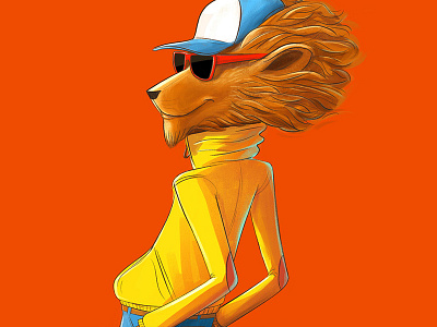 Lion skate character design cool illustration lion