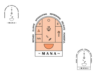 Mana Logo exploration branding design essential oil illustration line art logo oils stickers typography vector
