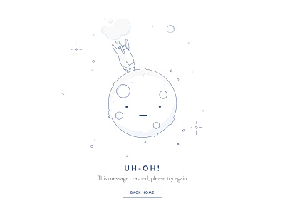 Error Page crash error page geometric icon illustration minimalist moon rocket