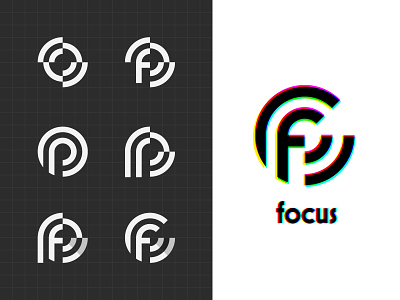 Focus Logo Exploration abstract branding focus geometric grid logo overprint