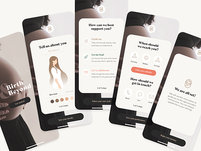 Pregnancy App Onboarding app design birth healthcare mobile motherhood pregnancy serif