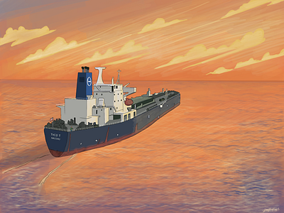 Theo T design flat illustration ship vector