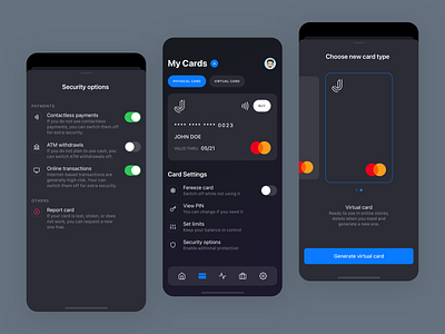 Credit Card App - Dark mode